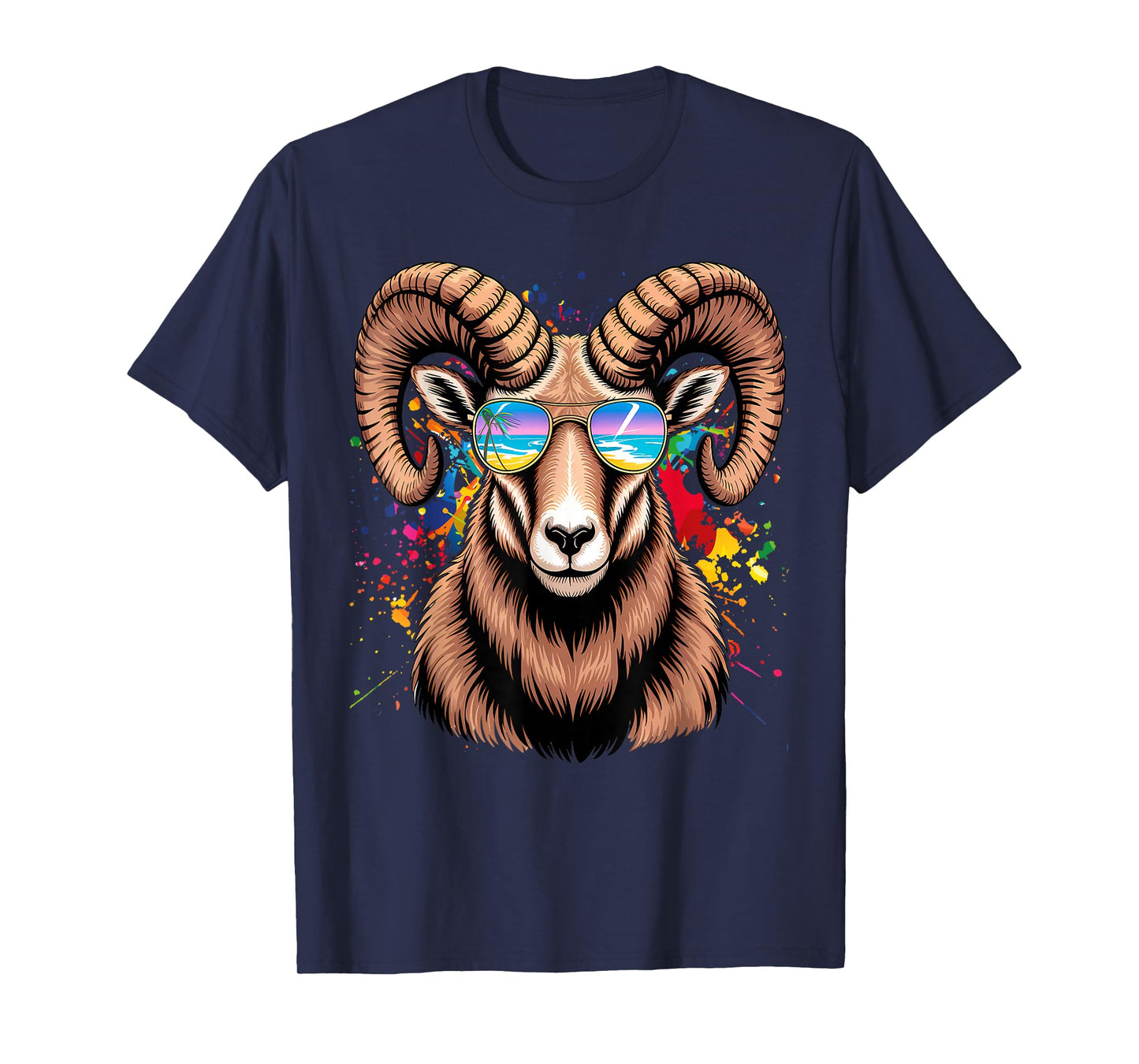 Womens RAM With Glasses Sunglasses Retro Style T-Shirt
