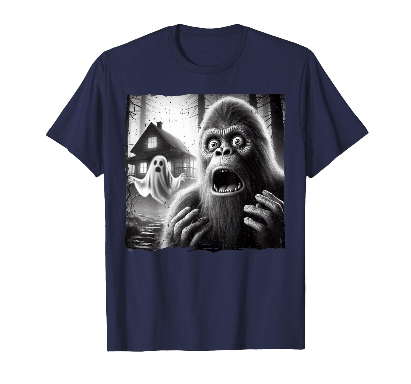 Funny Halloween Costume Men Women Bigfoot Sasquatch Ghost T-Shirt