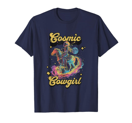 Cosmic Rodeo Howdy Western Retro Cute Cowboy Cowgirl Space T-Shirt