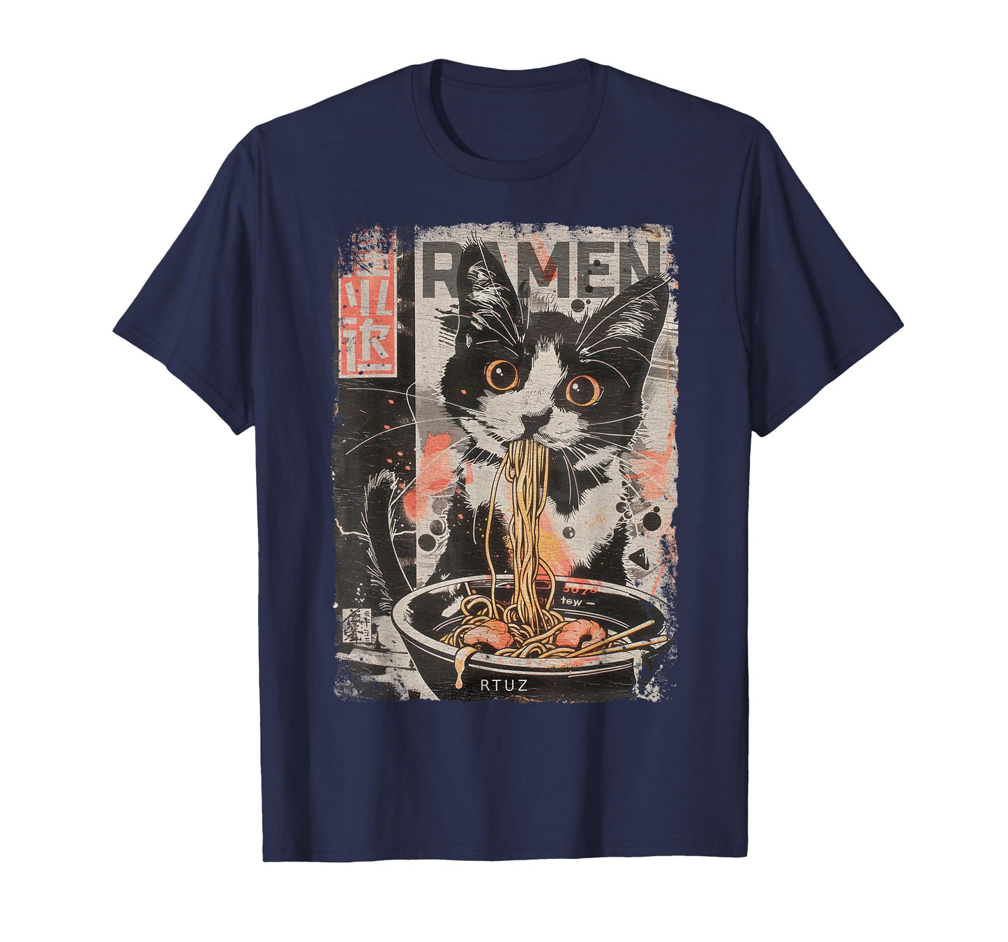 Ramen Noodles Cat Japan Y2K Kawaii Retro Cats Manga Anime T-Shirt