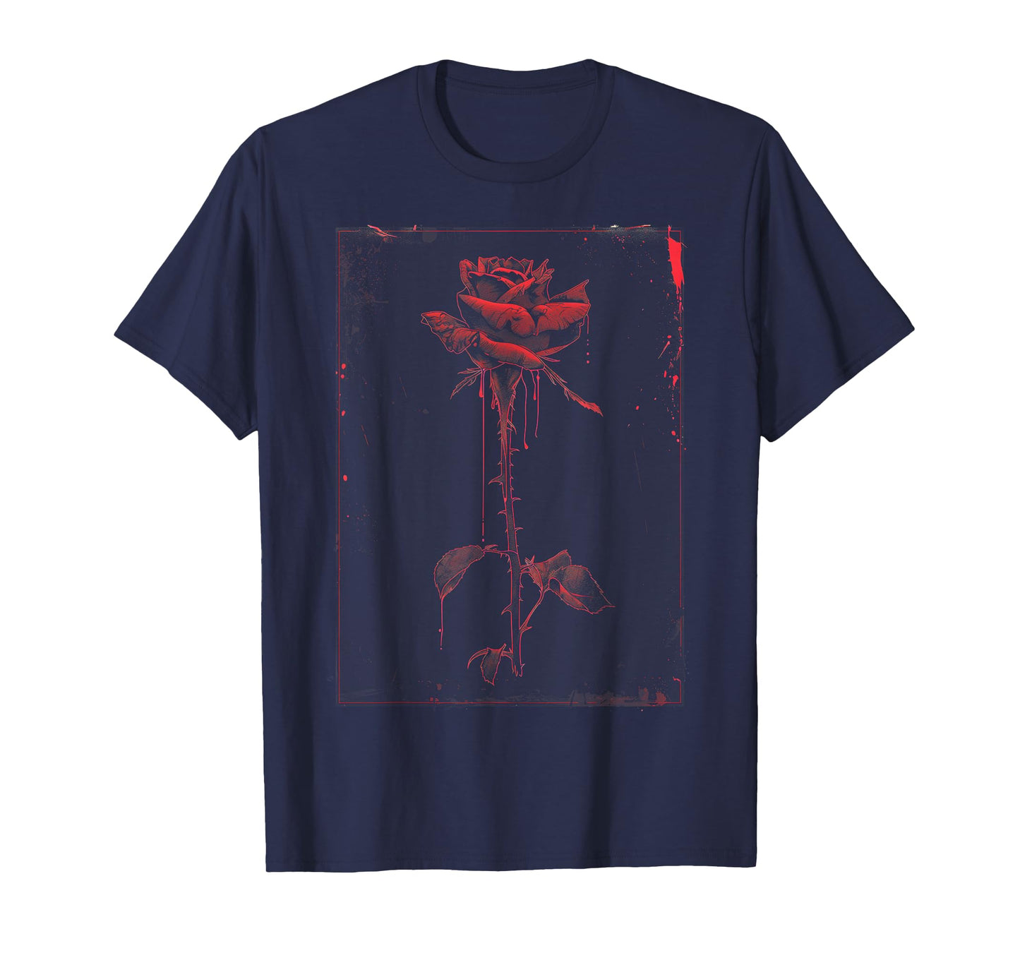 Anime Goth Withered Rose Blood Gothic Art Punk Vintage Edgy T-Shirt