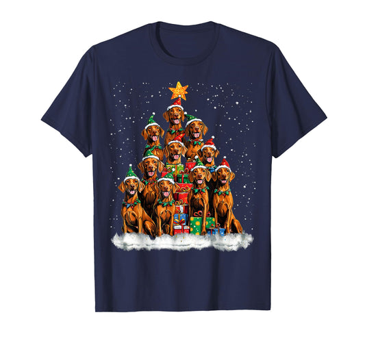 Vizsla Christmas Tree Dog Santa Xmas Boys Girls Merry Dogmas T-Shirt