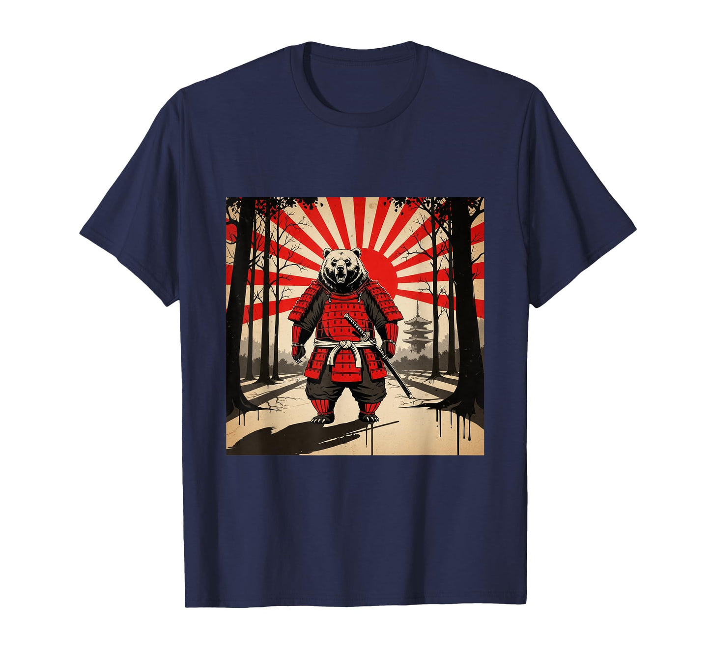 Samurai Bear Warrior Dark Japanese Mythology Design T-Shirt