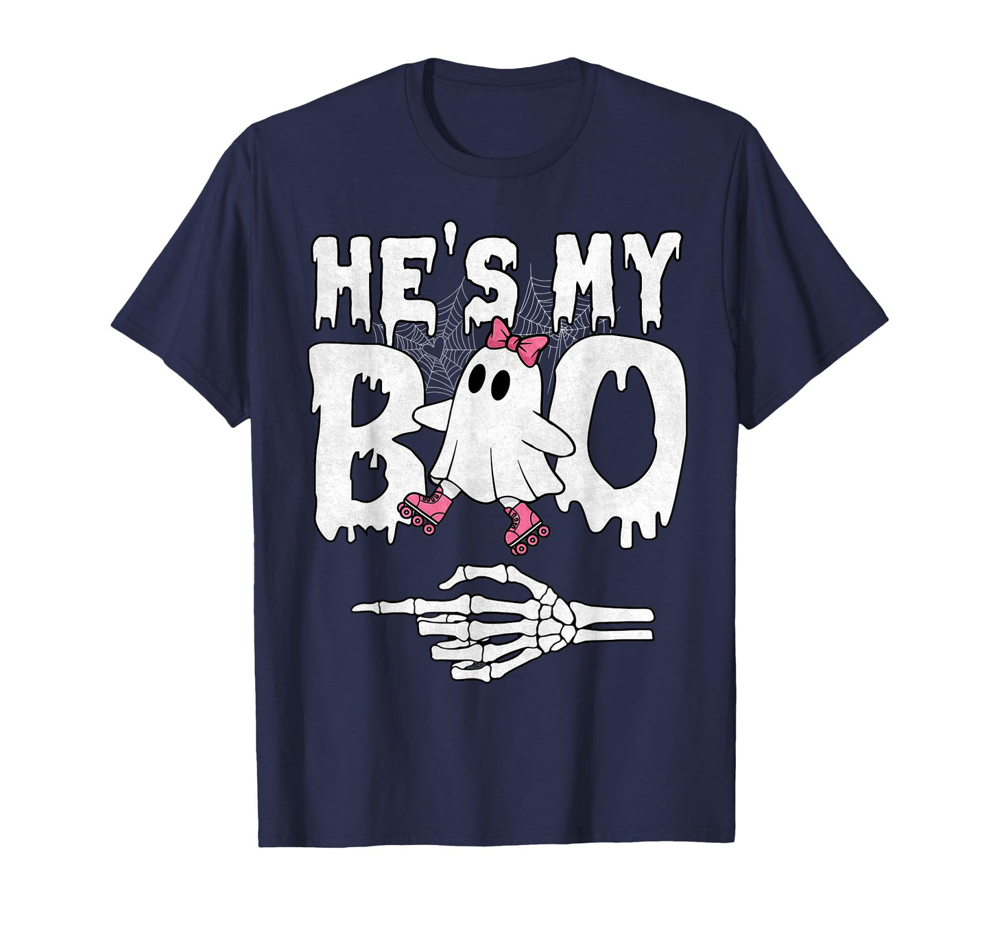 He's My Boo Couple Matching Ghost Halloween Roller Skate T-Shirt