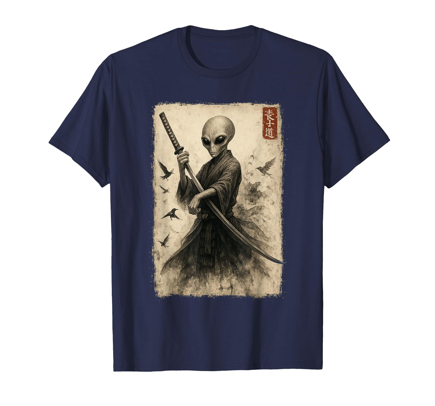 Samurai Ninja Alien Japanese Art Anime Ukiyo-e Graphic T-Shirt