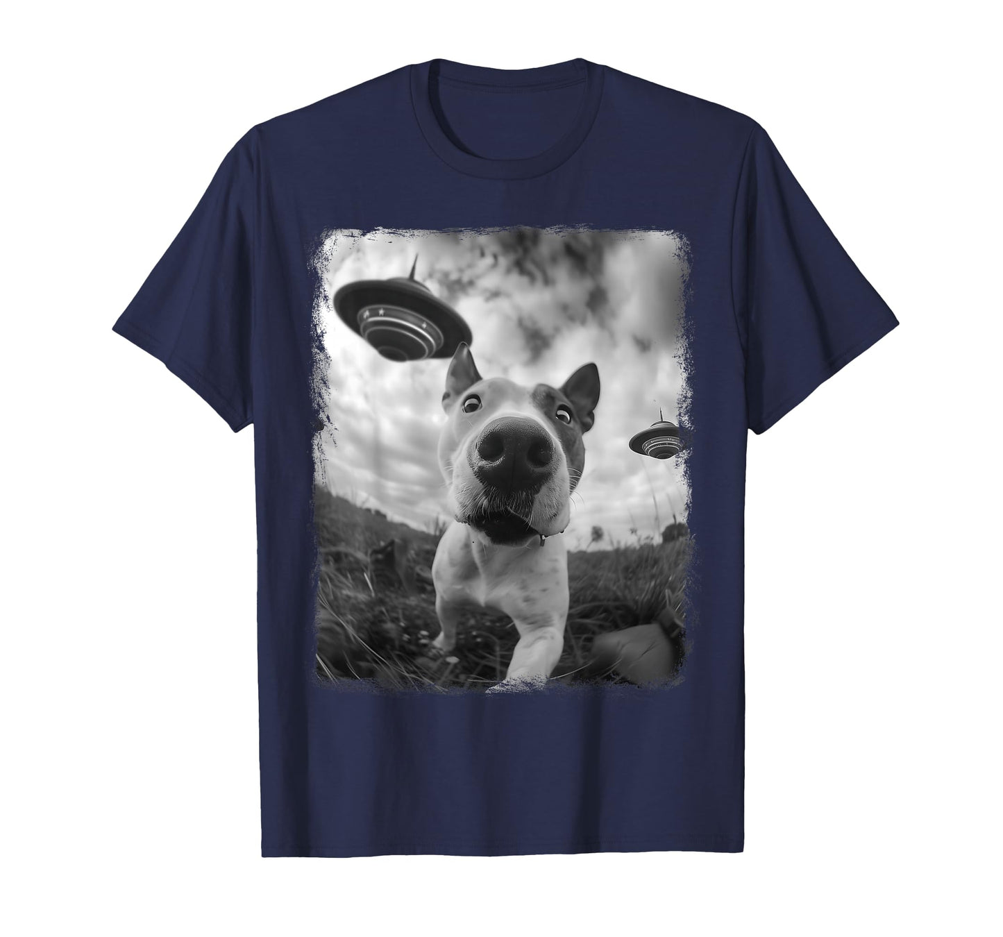 American Bull Terrier Dog UFO Alien Extraterrestrial Selfie T-Shirt