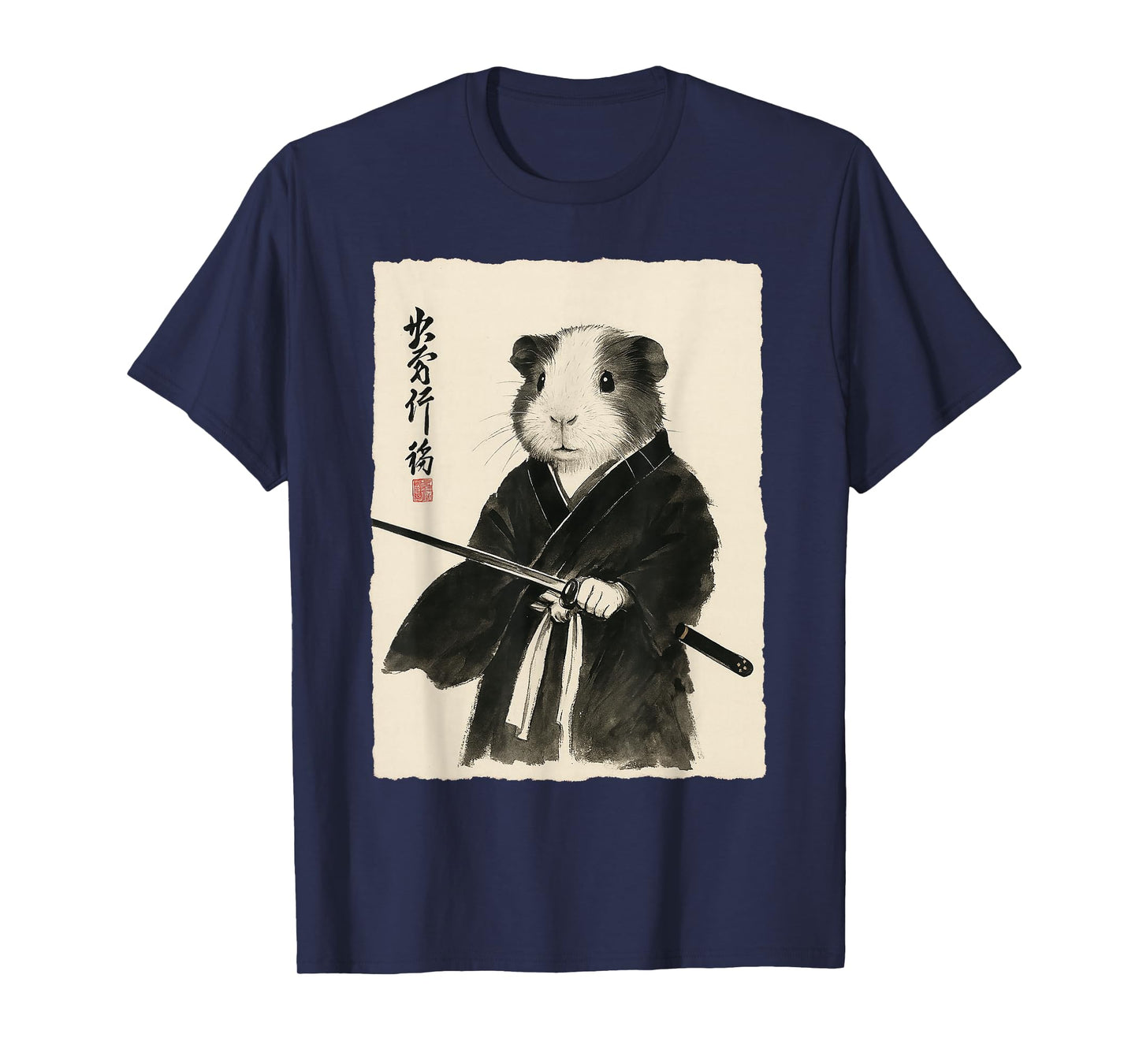 Guinea Pig Samurai Japanese Warrior Anime Art T-Shirt