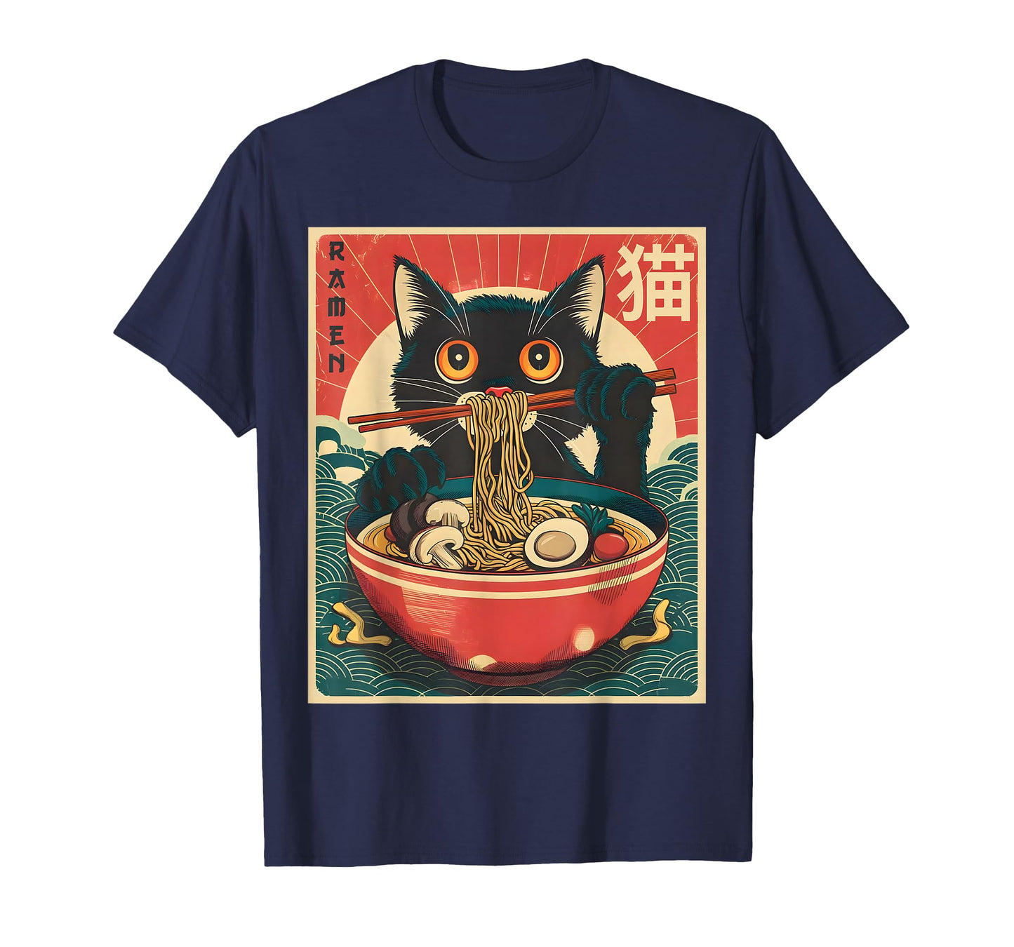 Anime Shirt Men Women Kids Cat Ramen Noodles Unisex-Adults Unisex-Kids Kawaii Cat Anime Gifts Cat Ramen Graphic Tee Japanese Funny T-Shirt