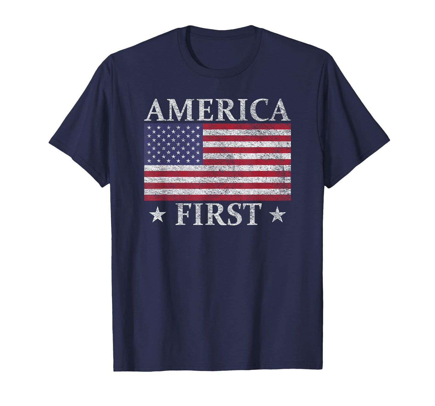 America First USA American Flag Patriot Stars and Stripes T-Shirt