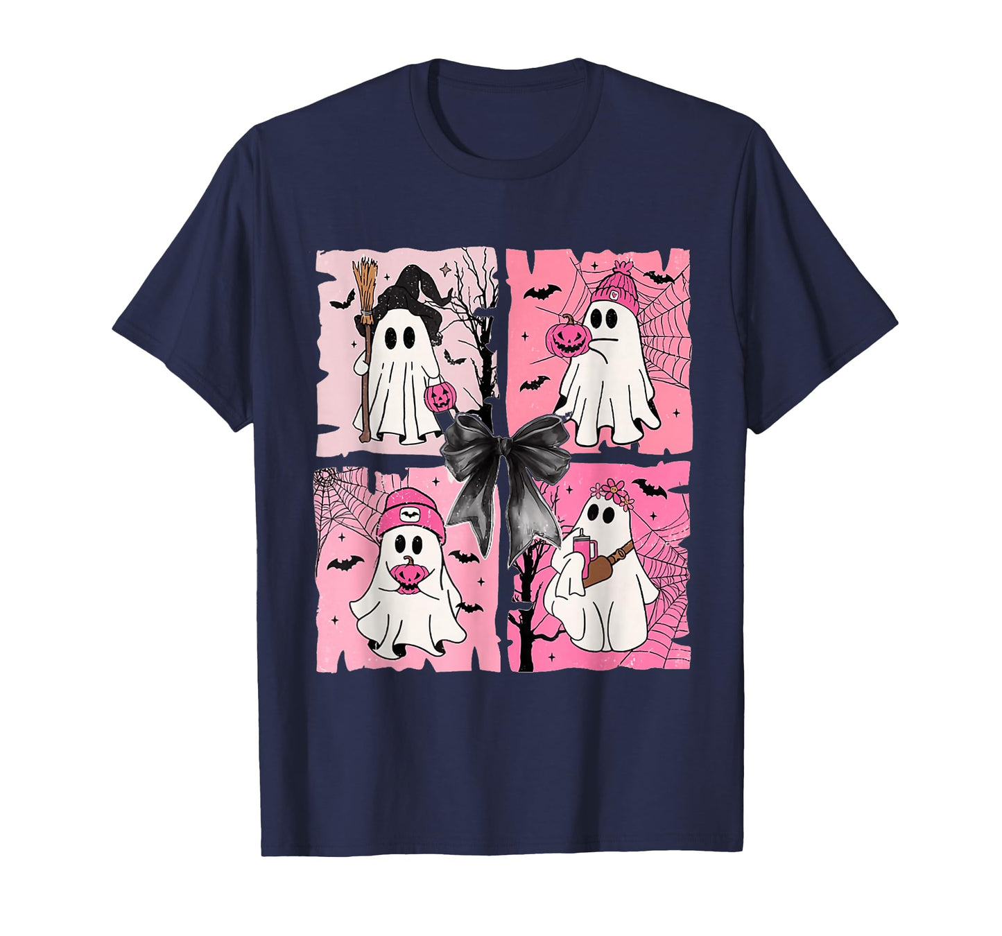 Girly Coquette Bow Ghost Spooky Season Halloween T-Shirt