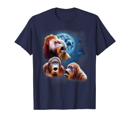 Funny Orangutan Shirt - Orangutans Howling at the Moon T-Shirt
