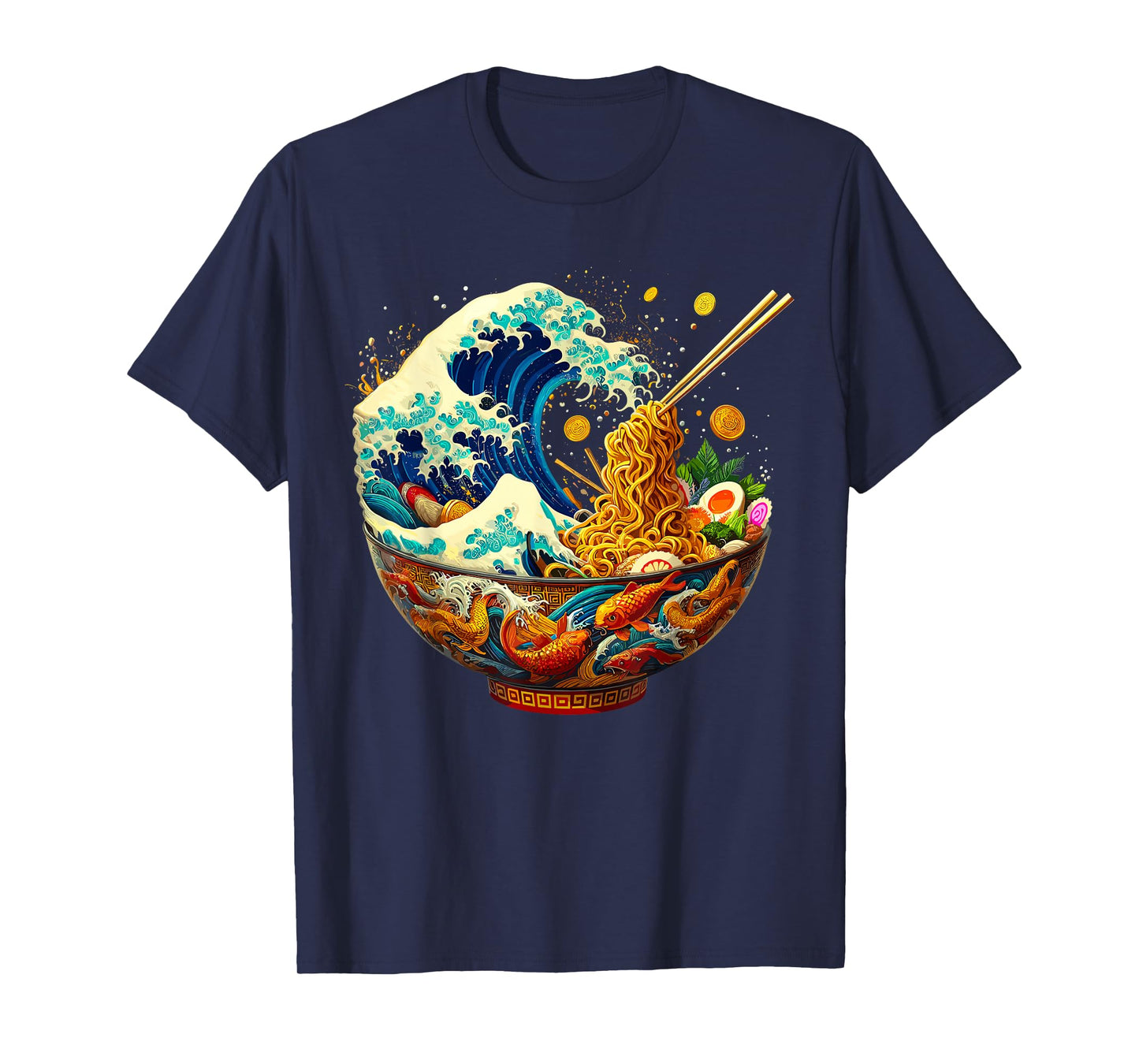 Japanese Kanagawa Wave Ramen Retro Anime Noodles T-Shirt