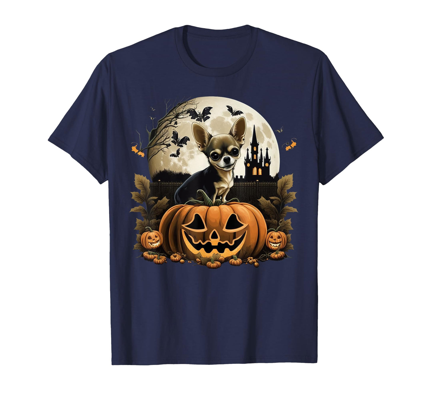 Pumpkin Chihuahua costume on Chihuahua Halloween T-Shirt