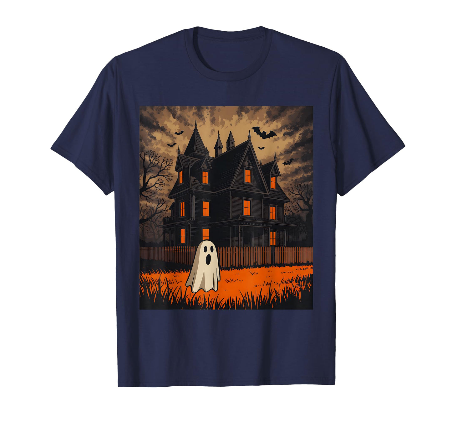 Vintage Ghost Boo Haunted House Halloween Costumes Boy Men T-Shirt