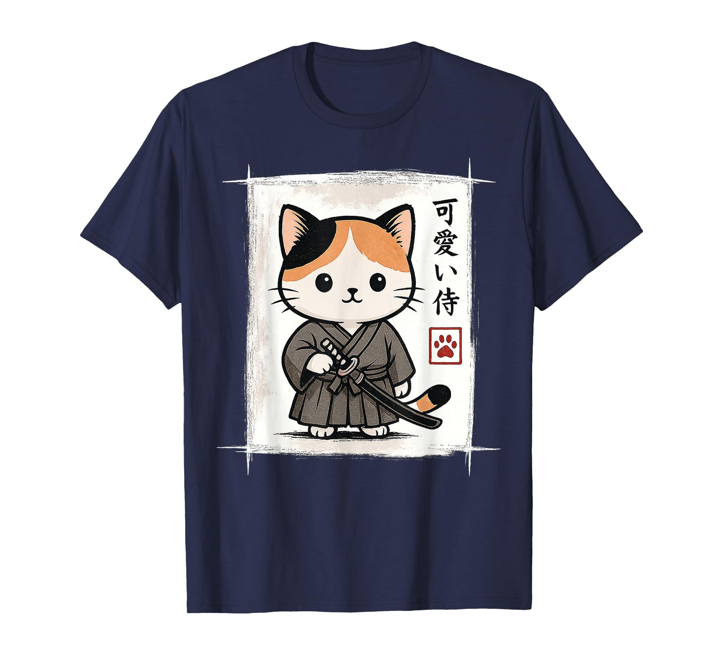 Samurai Kitten Japanese Anime Kawaii Funny Cat Men Women Kid T-Shirt