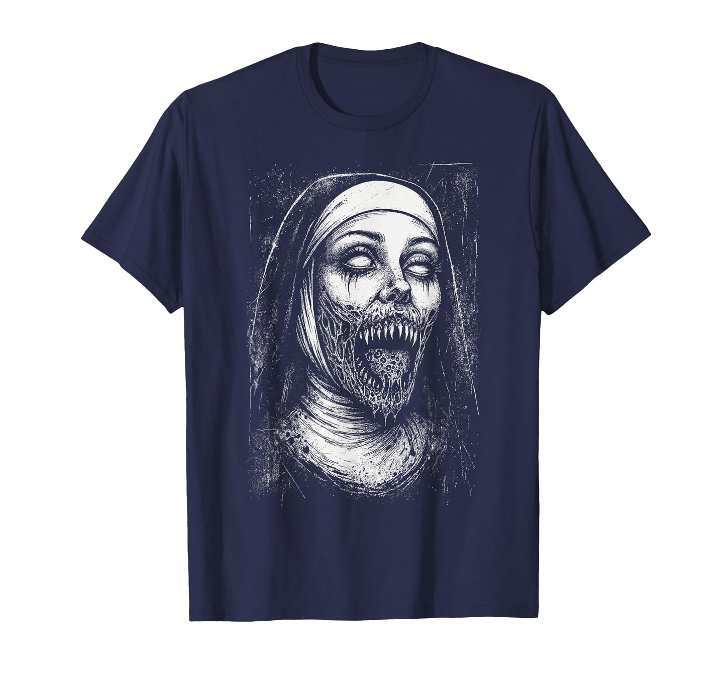 Horror Creepy Nun Demon Unholy Evil Occult Alt Scary Goth T-Shirt