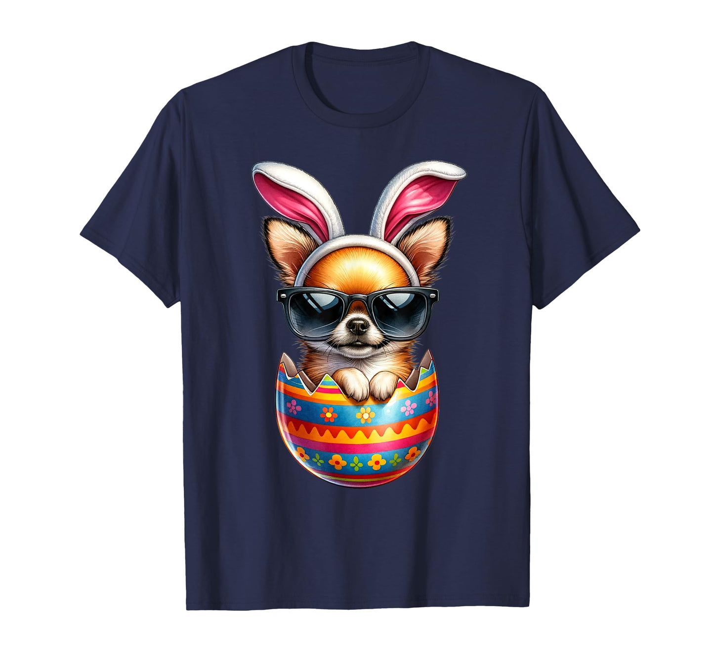 Chihuahua Dog Lover Easter Egg Happy Easter Bunny Ears Men Women Kids T-Shirt