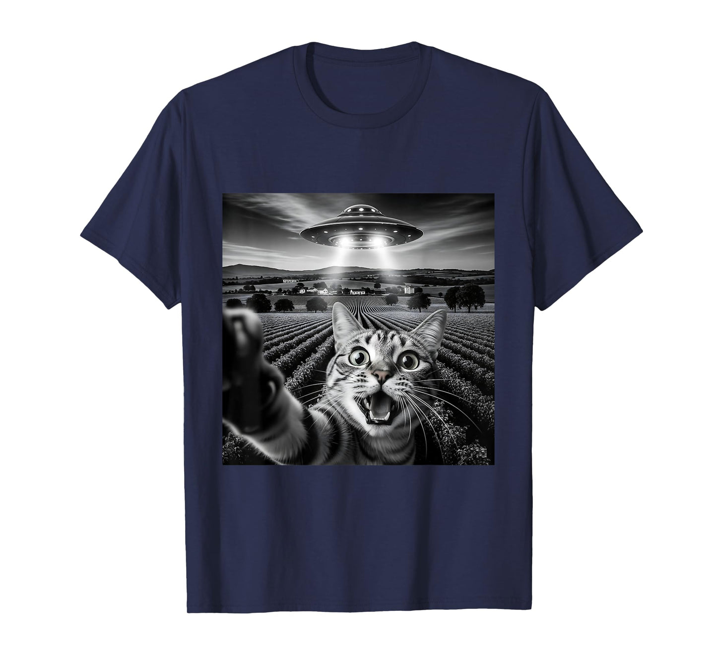 Funny Cat and Alien Abduction Design for Feline Fanatics T-Shirt