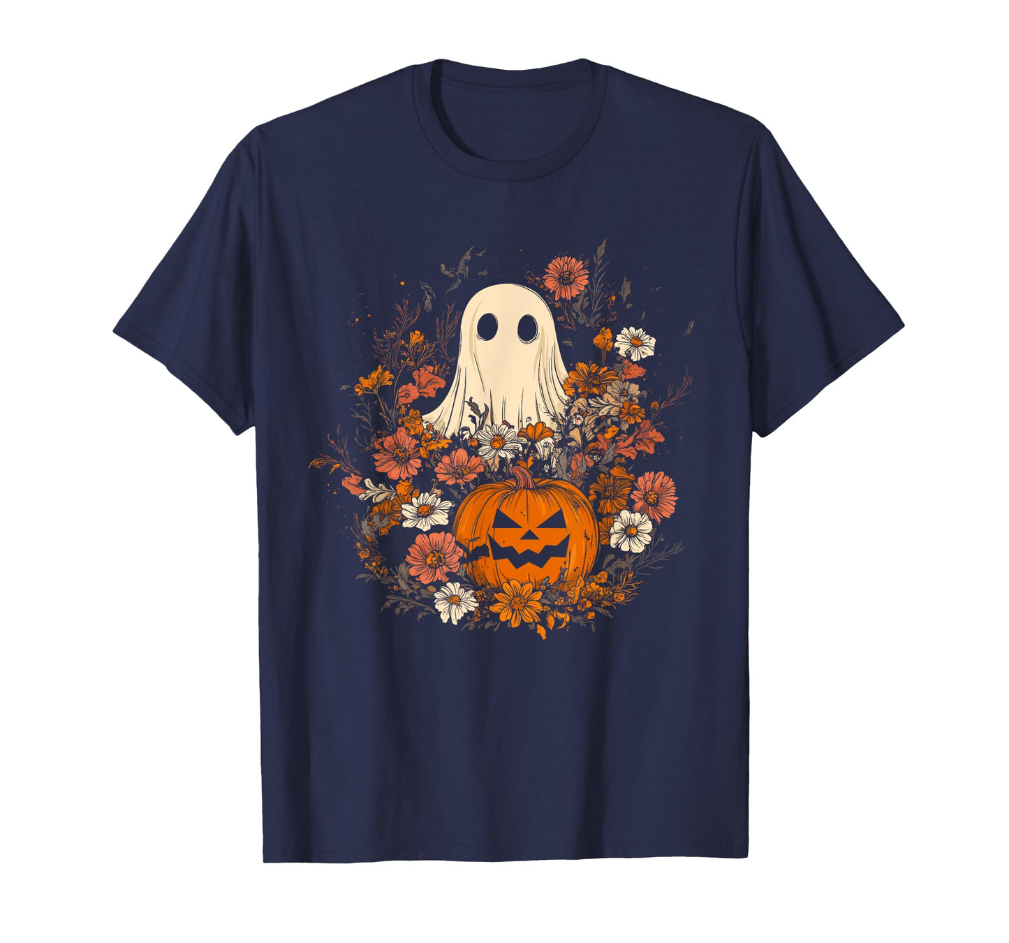 Vintage Floral Ghost Halloween Ghost in the Forest Gothic T-Shirt