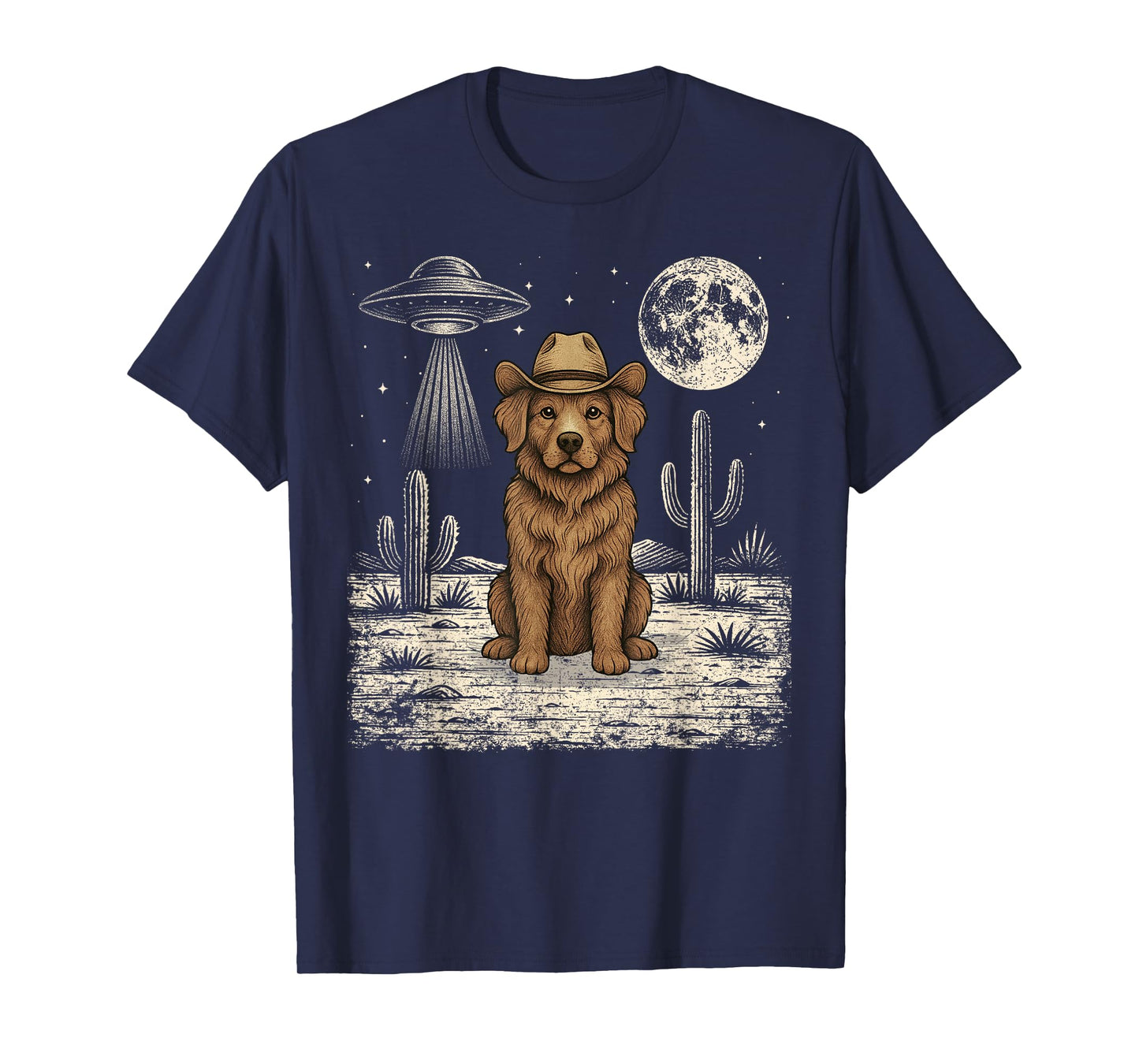 Funny Nova Scotia Duck Tolling Retriever Cowboy Western UFO T-Shirt