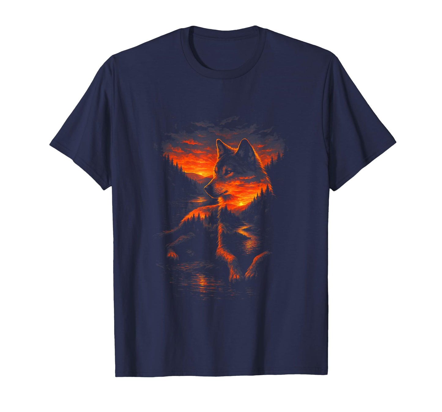 Wolf in Nature - Forest Mountains Adventure T-Shirt