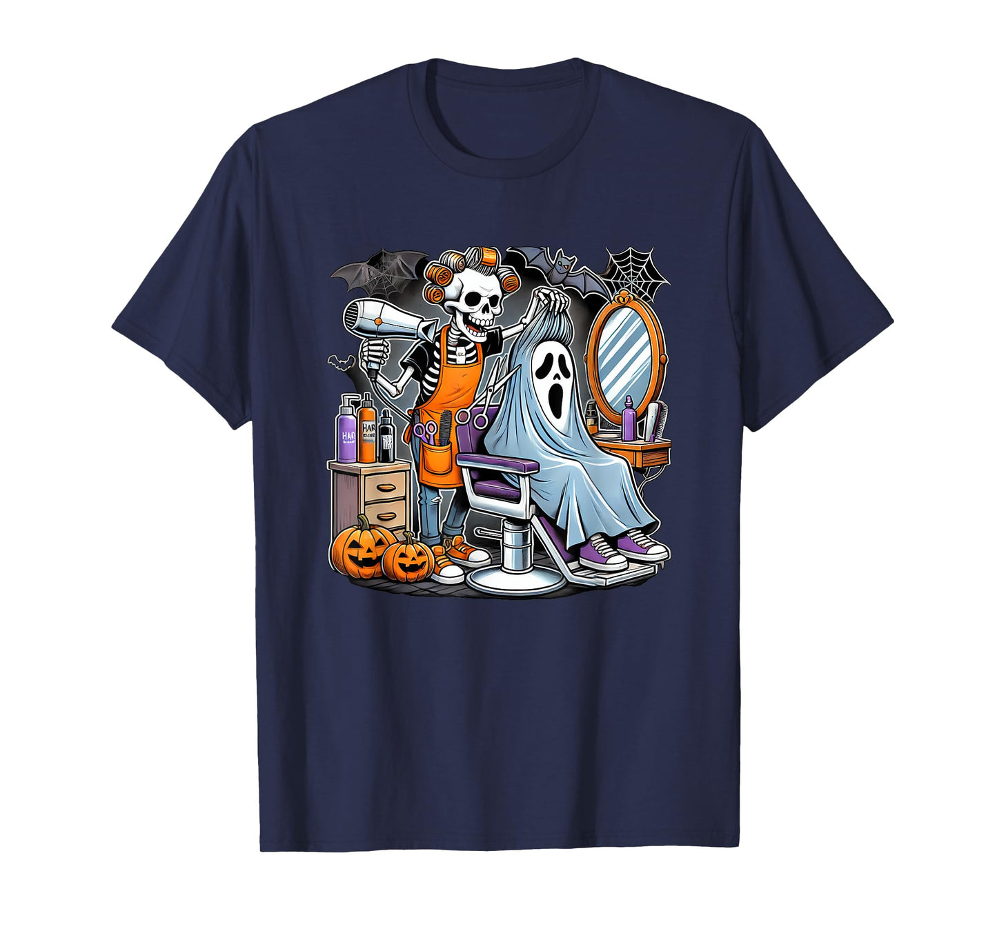 Halloween Skeleton Hairdresser Hairstylist T-Shirt