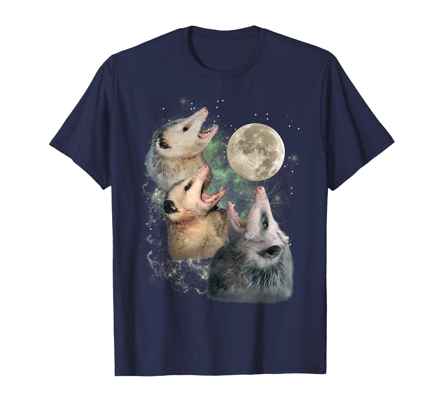 Three Opossums Moon 3 Possum Howling Funny Cursed Cult Meme Men Women T-Shirt