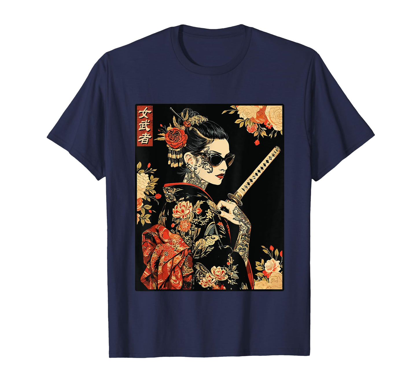 Japanese Gothic Samurai Art Woman With Katana Sword T-Shirt
