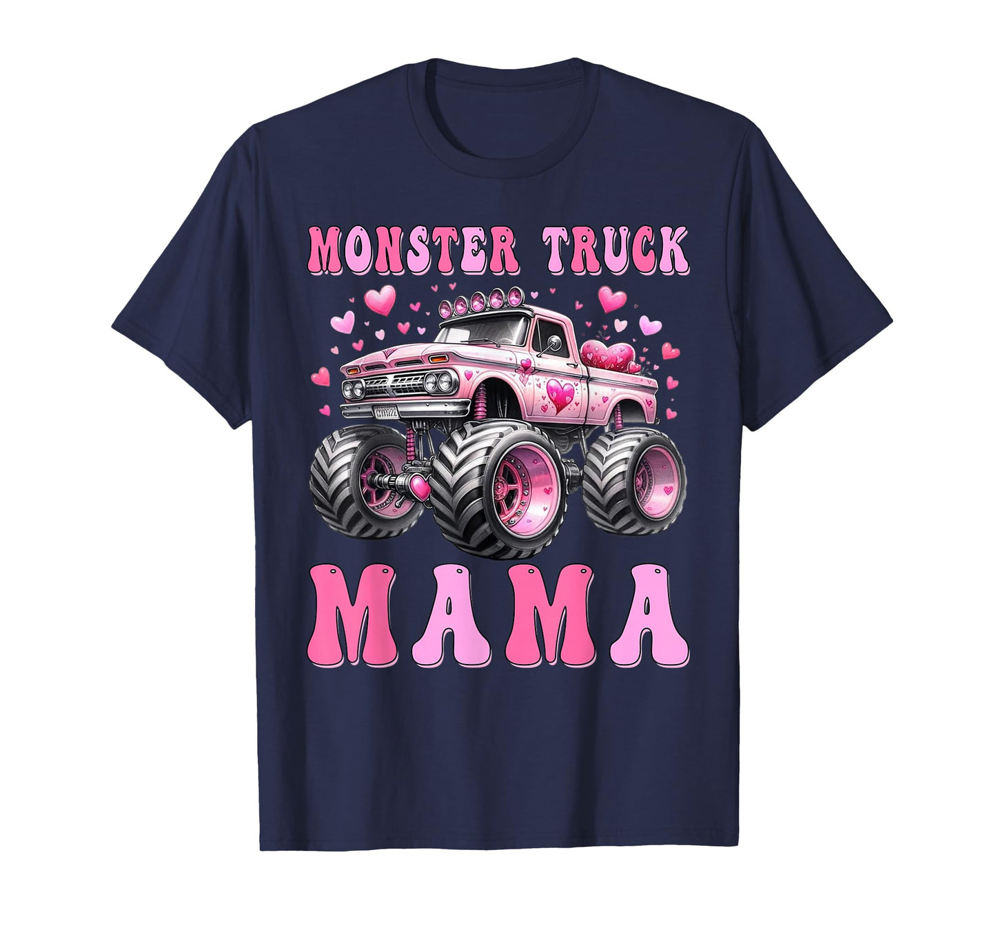 Monster Truck Mama Pink Monster Trucks Lover Mom Groovy T-Shirt