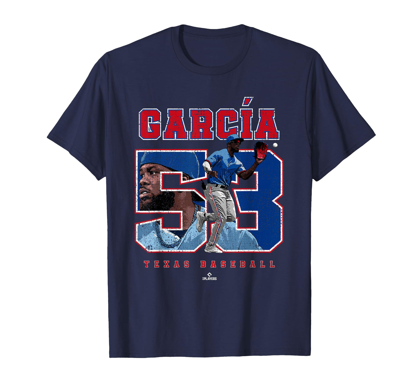 Number and Portrait Adolis Garcia Texas MLBPA T-Shirt