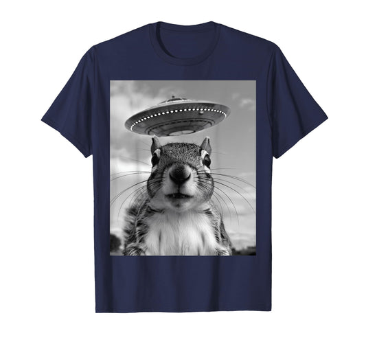 Squirrel Selfie With Alien UFO Funny Squirrel Gifts For Men T-Shirt