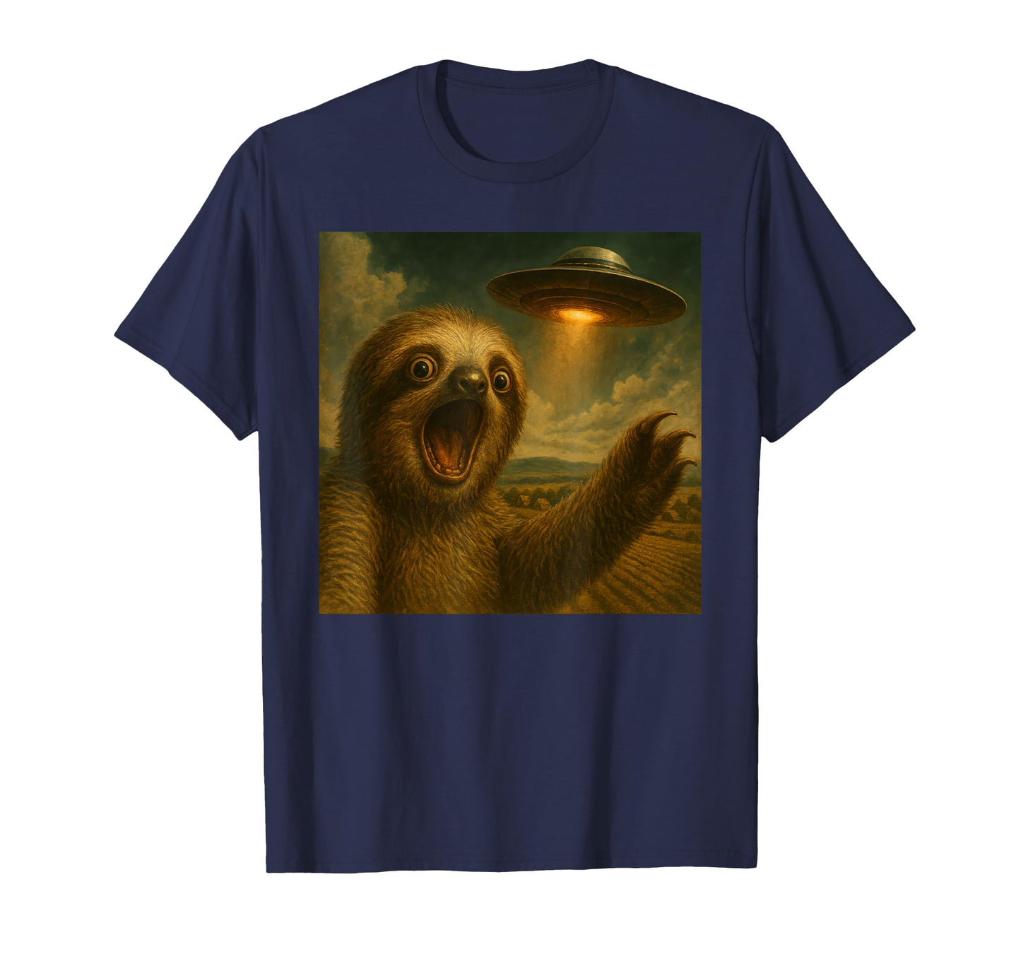 Sloth Selfie with Alien UFO Funny Sloth T-Shirt