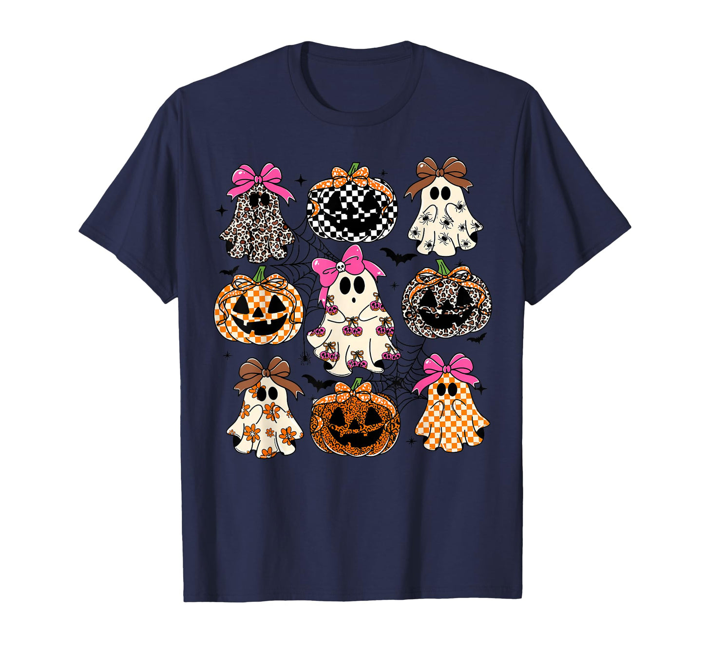 Halloween Coquette Bow Pumpkin Ghost Spooky Boo Women Girl T-Shirt