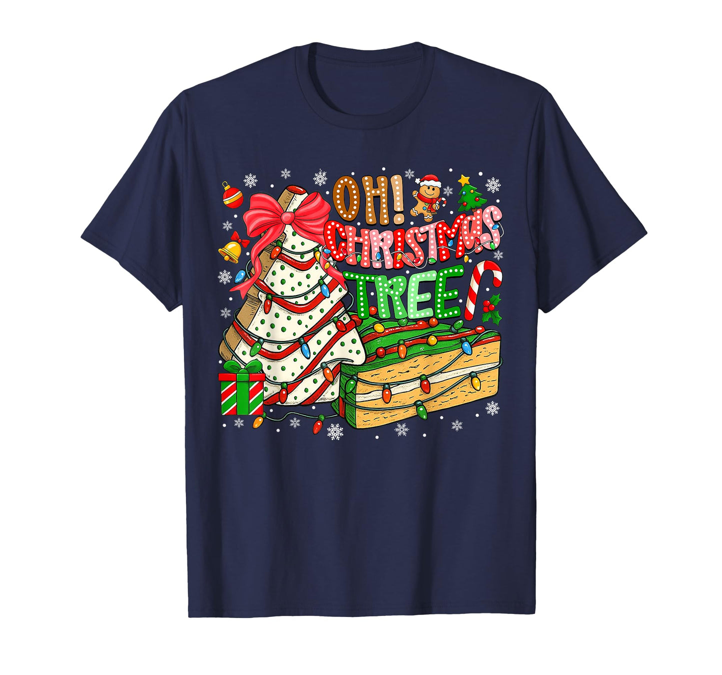 Groovy Oh Christmas Tree Cakes Cookies Xmas Cake Lover Women T-Shirt