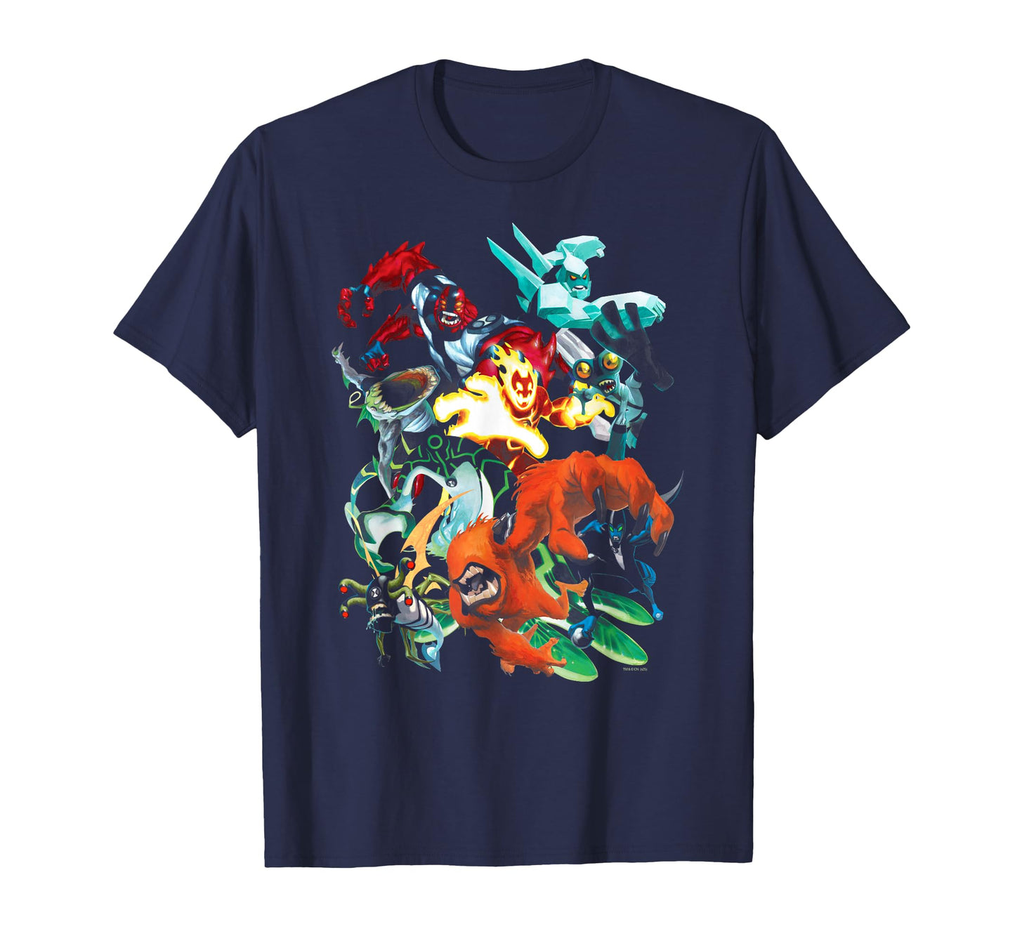 Ben 10 Colorful Alien Poses Collage Cartoon T-Shirt