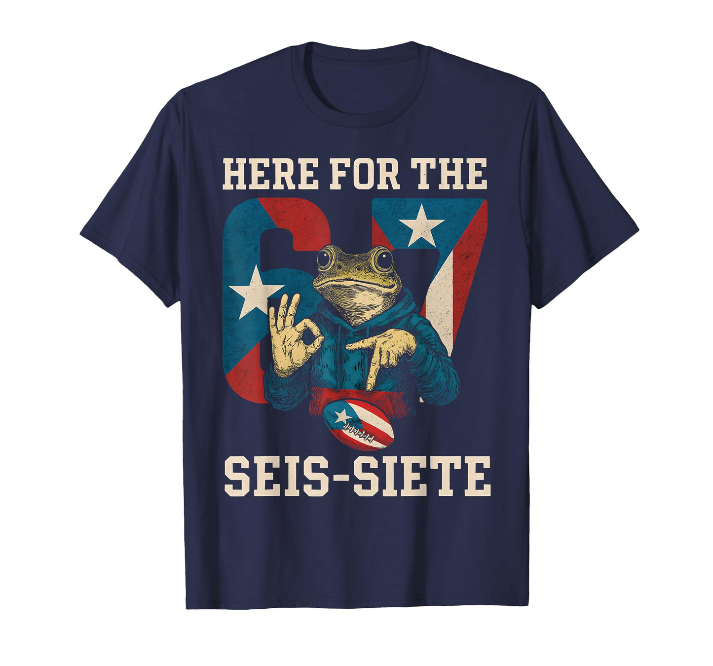 Here for The SEIS-Siete Football Game Day Puerto Rican Flag T-Shirt