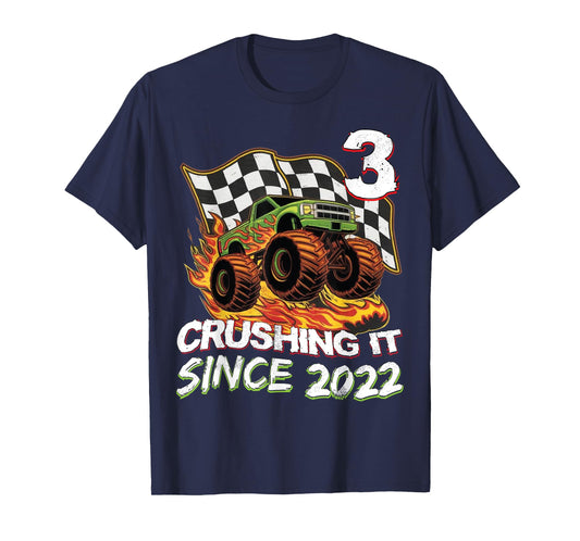 Birthday Monster Truck 3 year Old Boys 3rd Party Born 2022 T-Shirt
