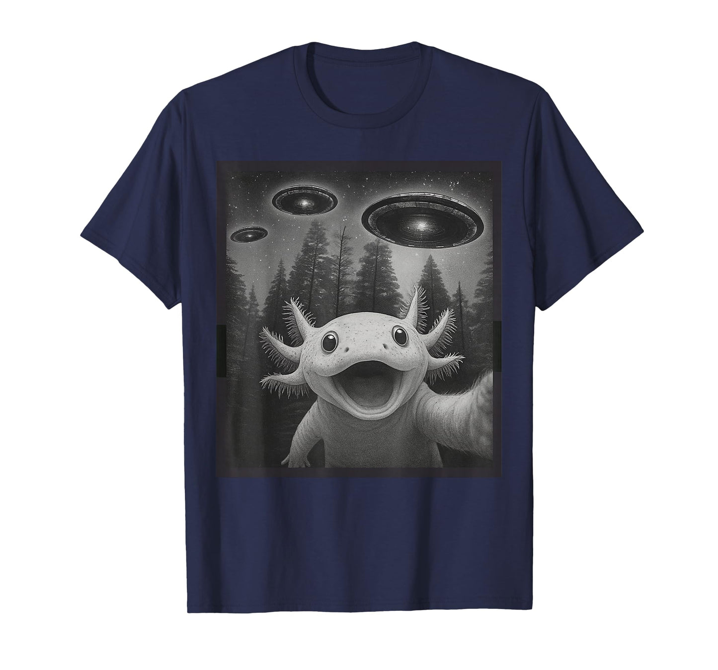 Funny Axolotl Selfie Alien UFO Gifts for Men Women Boy Kid T-Shirt