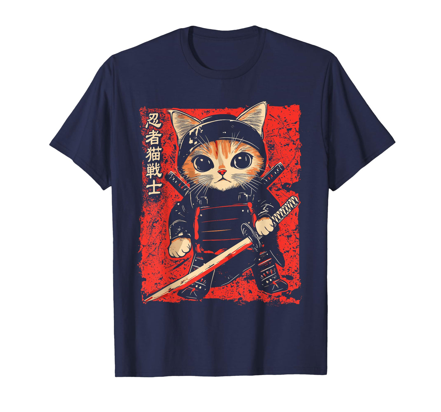 Japanese Samurai Cat Tattoo Kawaii Ninja Cat T-Shirt