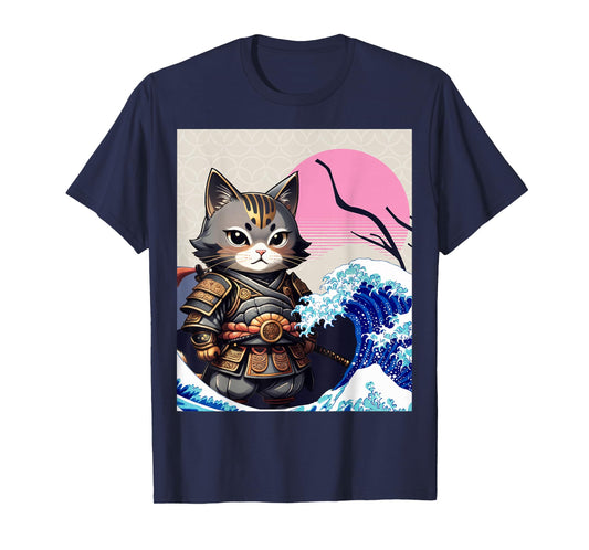 Japanese Ninja Art and Japan Samurai Cat T-Shirt