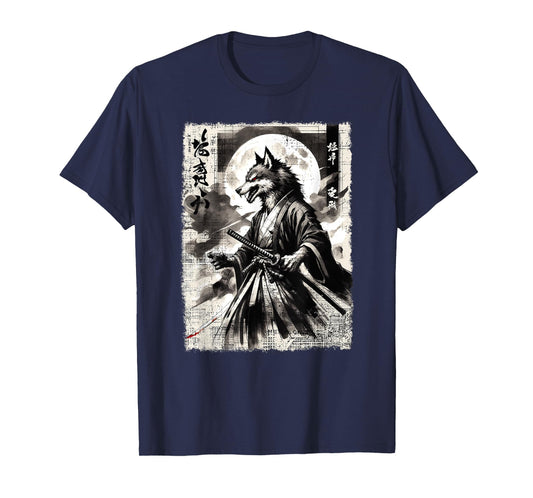 Vintage Wolf Samurai Warrior T-Shirt