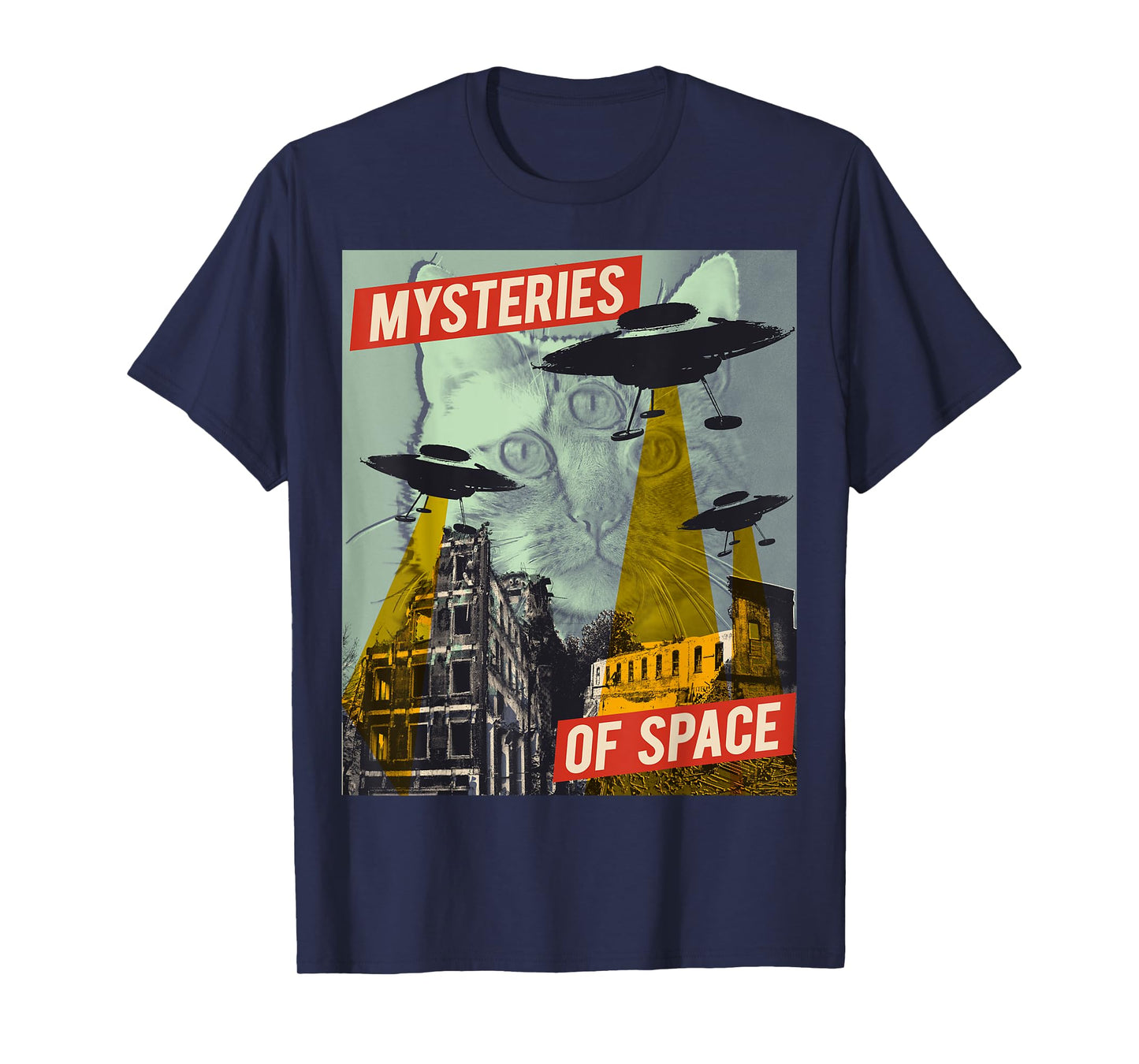 Cat Ufo Flying Saucer Invasion Science Fiction Abduction Kid T-Shirt