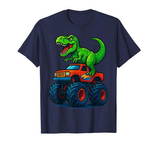 T-Rex Dinosaur Monster Truck Boys Birthday School Dino T-Shirt