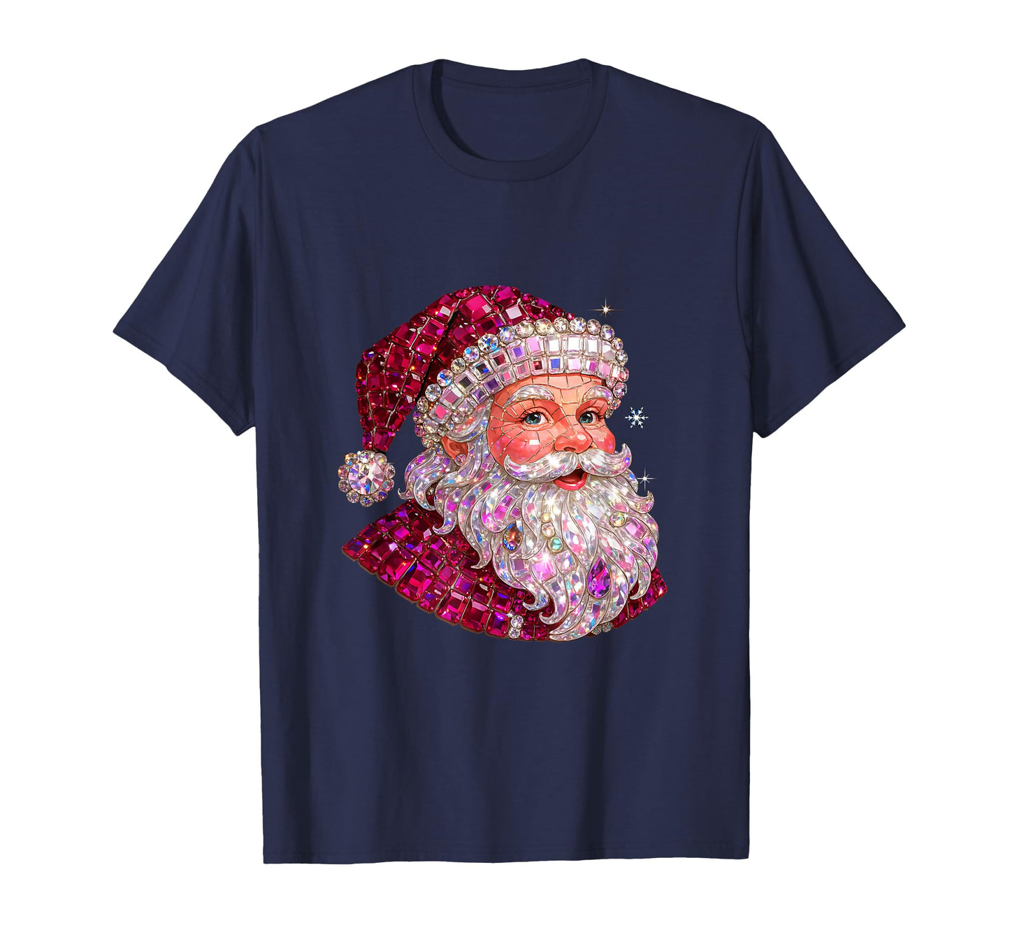 Pink Sparkle Santa Christmas Aesthetic Design T-Shirt