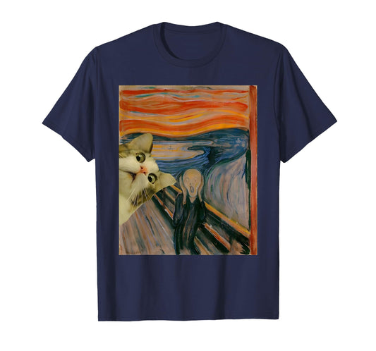 The Scream Cat by Munch Edvard Famous Painting Funny Cat Art T-Shirt