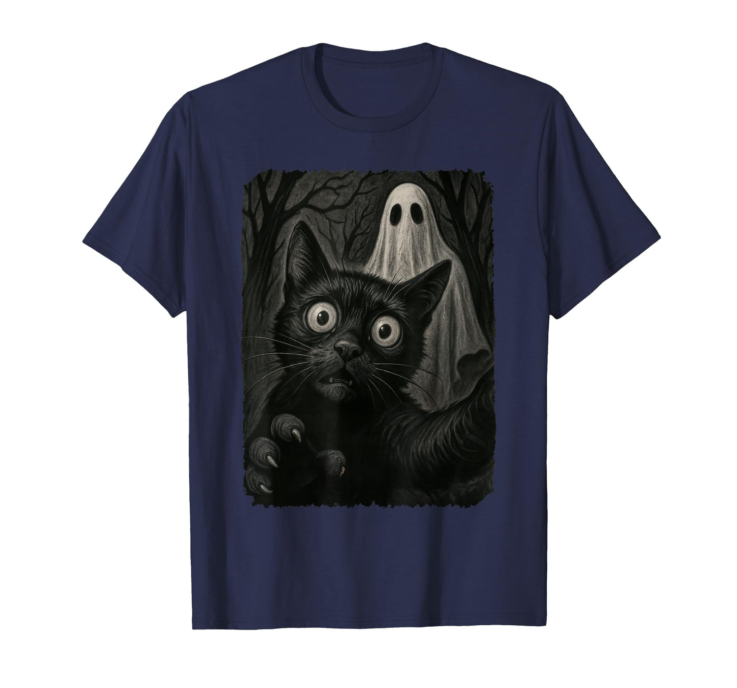 Funny Halloween Cat Selfie with Spooky Cat Ghost Lovers T-Shirt