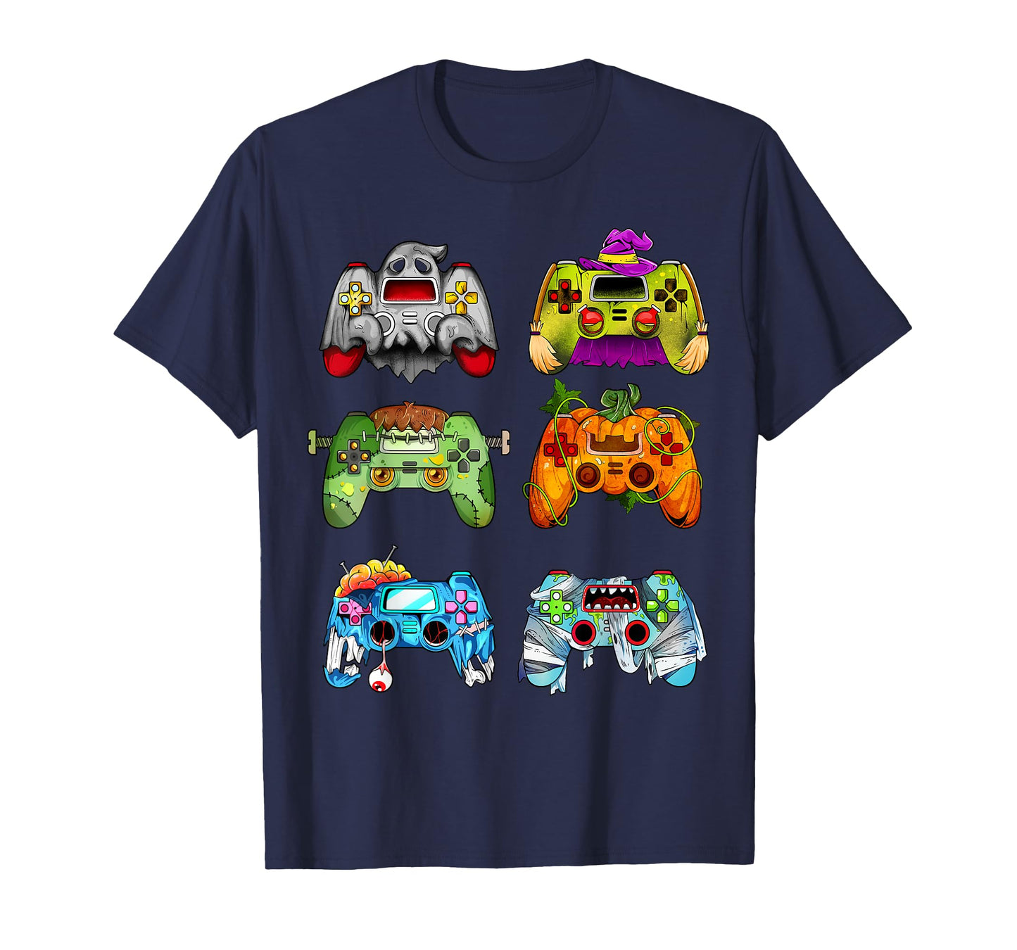 Halloween Pumpkin Witch Gaming Controllers Zombie Boys Kids T-Shirt