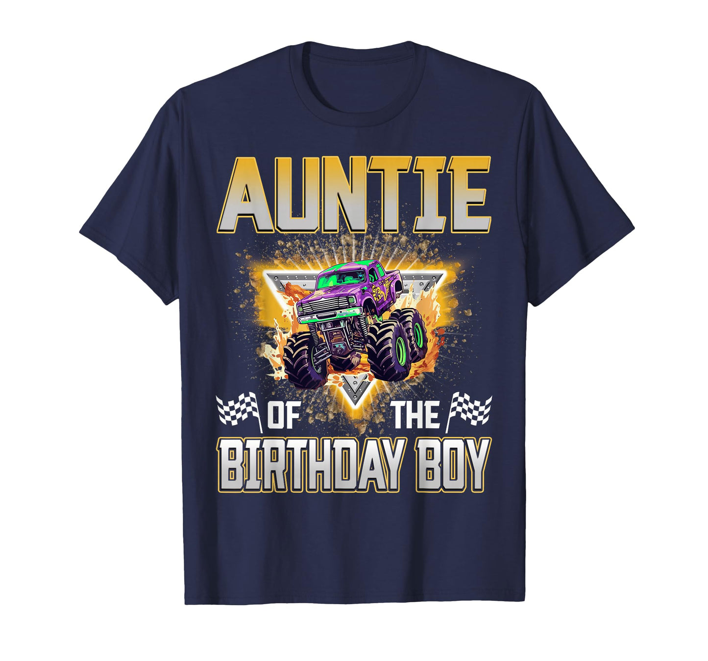 Auntie of The Birthday Boy Monster Truck Birthday Family T-Shirt