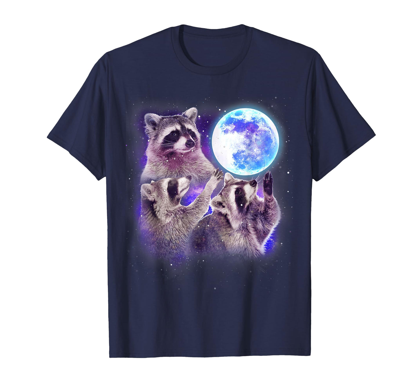 Three Raccoon Moon Funny 3 Wolves Parody Racoon Space Galaxy T-Shirt