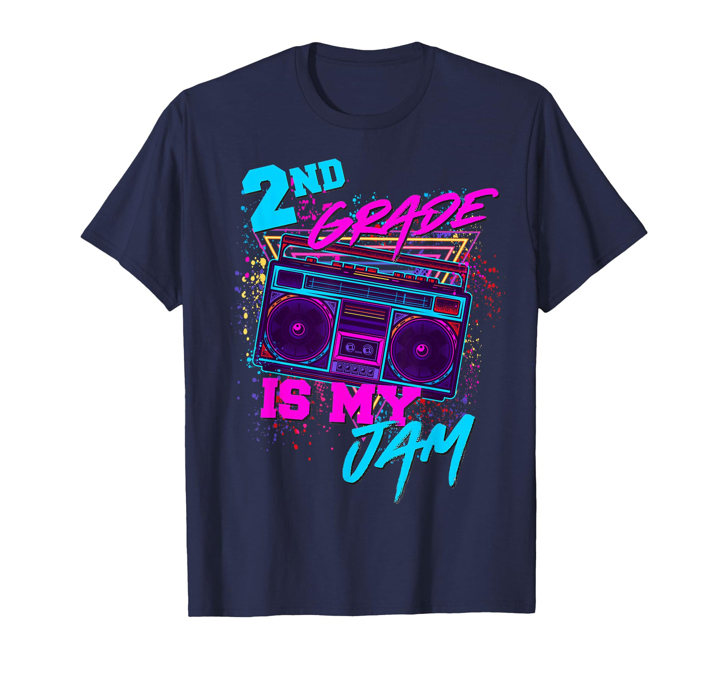 2nd Grade Is My Jam Vintage 80s 1980s Teacher Student Retro T-Shirt